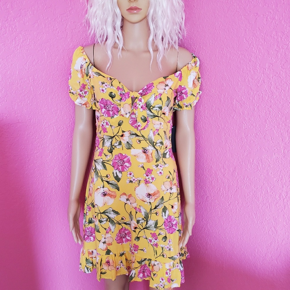 Yellow daytime floral dress